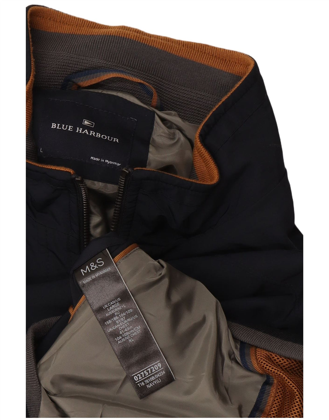 Marks & Spencer Mens Blue Harbour Bomber Jacket UK 40 Large Navy Blue