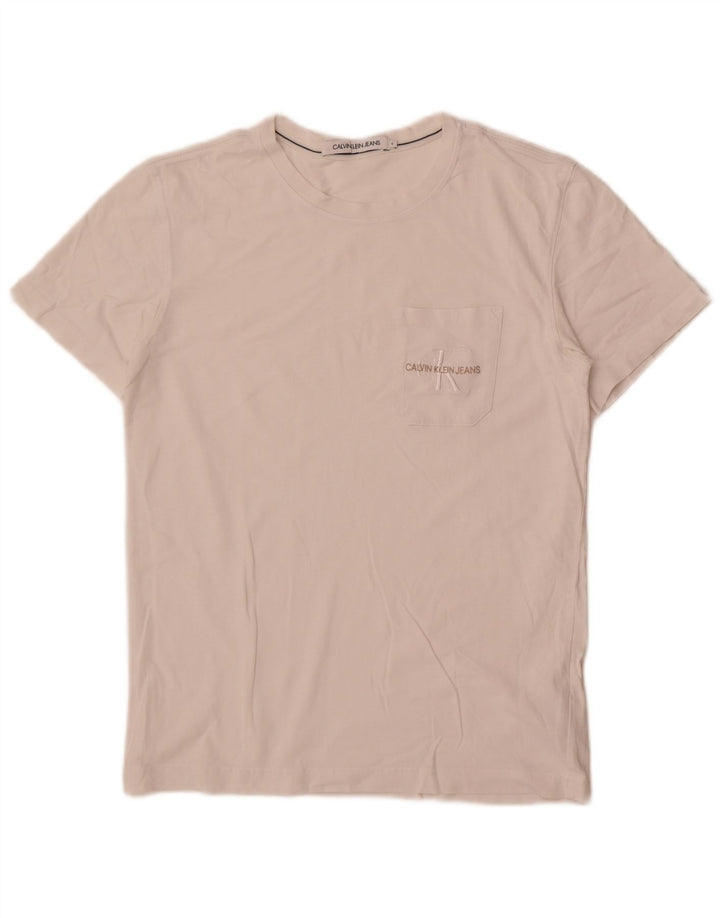 Calvin Klein Jeans Mens T-Shirt Top Small White Cotton