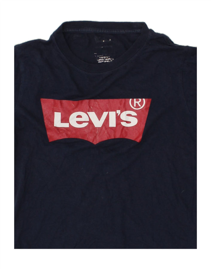 LEVI'S Boys Graphic T-Shirt Top 9-10 Years Navy Blue Cotton Vintage Levi's and Second-Hand Levi's from Messina Hembry 