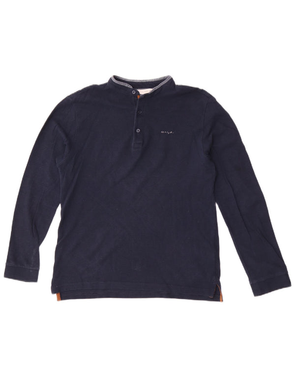 Zara Boys Long Sleeve Polo Shirt 11-12 Years Navy Blue Cotton