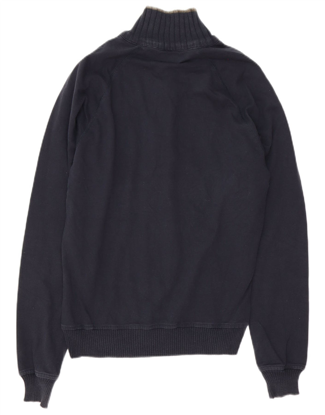 Zara Mens Zip Neck Jumper Sweater Medium Navy Blue Striped