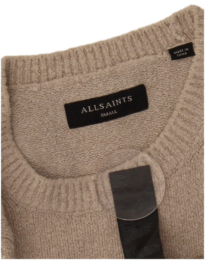 ALL SAINTS Mens Crew Neck Jumper Sweater Small Beige Cotton
