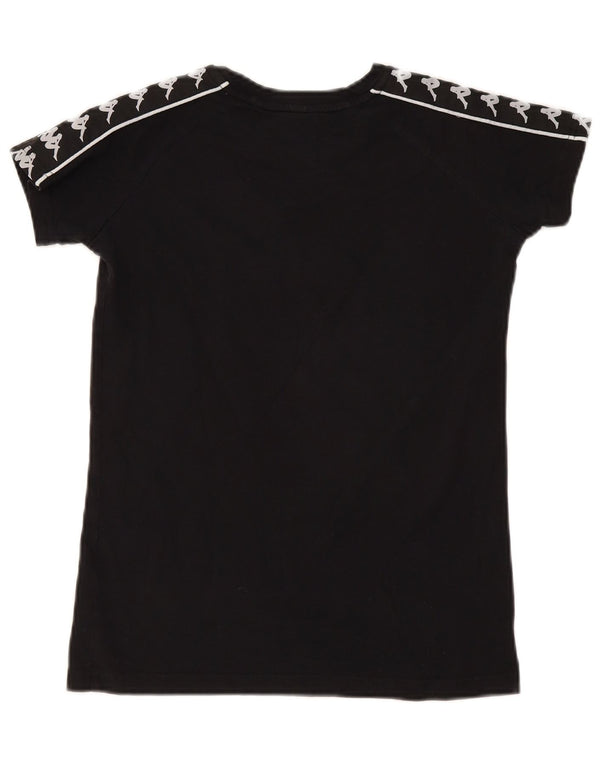 Kappa Womens Graphic T-Shirt Top UK 10 Small Black Cotton