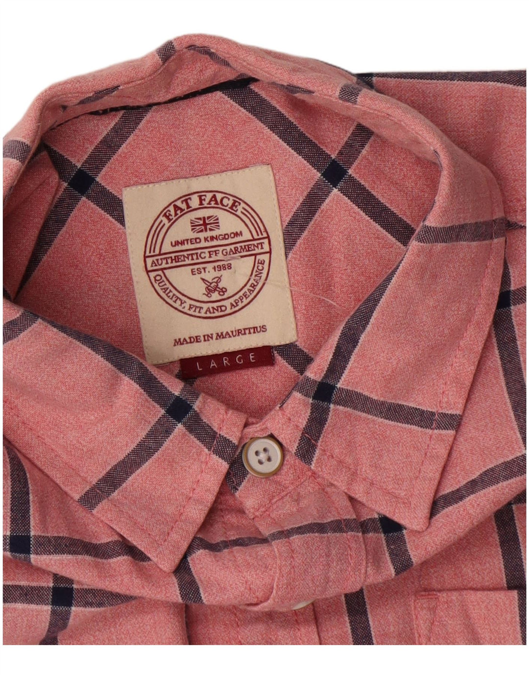 Fat Face Mens Short Sleeve Shirt Large Pink Check Cotton