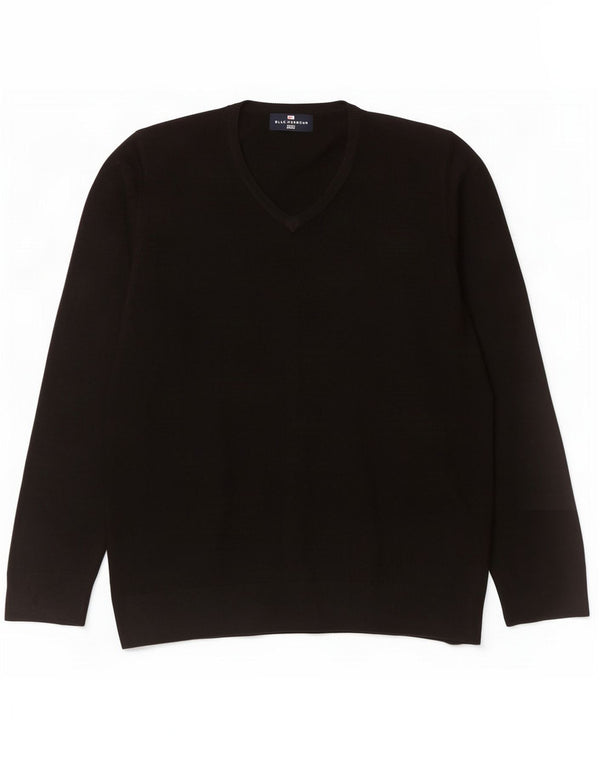 Marks & Spencer Mens Blue Harbour V-Neck Jumper Sweater Medium Black