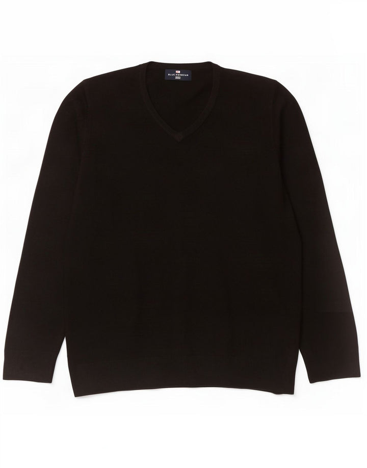 Marks & Spencer Mens Blue Harbour V-Neck Jumper Sweater Medium Black
