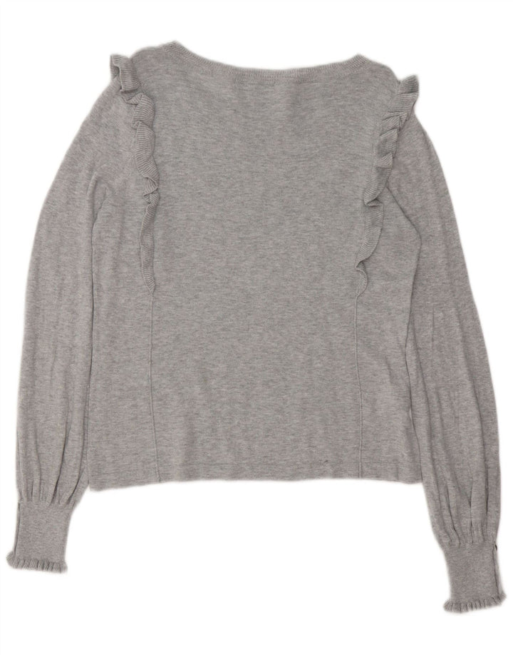 LAURA ASHLEY Womens Boat Neck Jumper Sweater UK 14 Large Grey Cotton