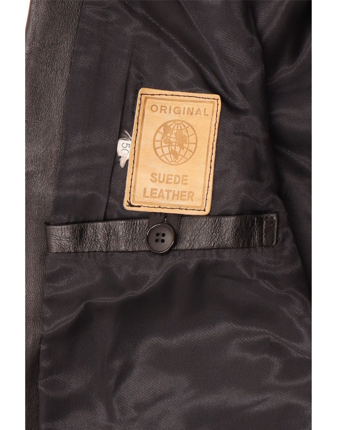 Vintage Mens 2 Button Leather Blazer Jacket IT 50 Large Black Leather