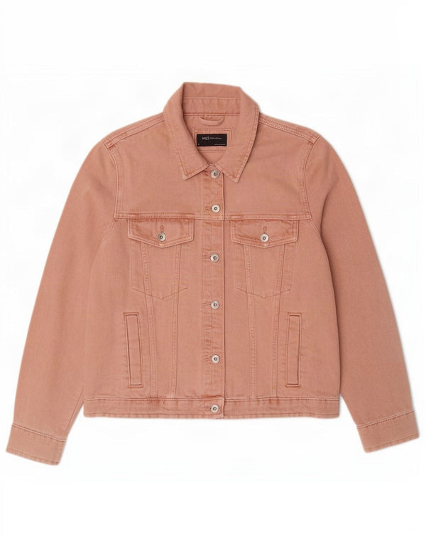 Marks & Spencer Womens Denim Jacket UK 16 Large Pink Cotton