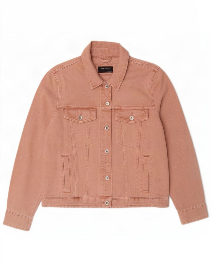 Marks & Spencer Womens Denim Jacket UK 16 Large Pink Cotton