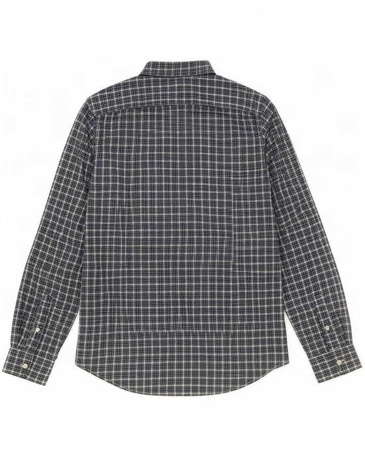 Benetton Mens Shirt Small Blue Check Cotton