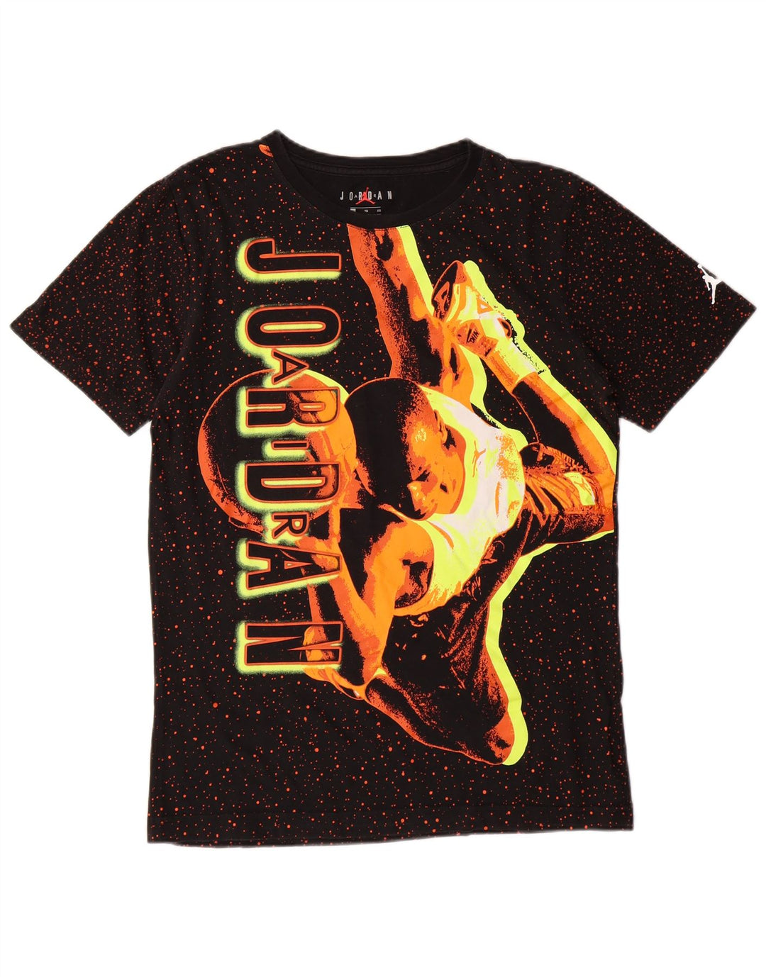 JORDAN Boys Graphic T-Shirt Top 13-14 Years XL  Black Spotted Cotton
