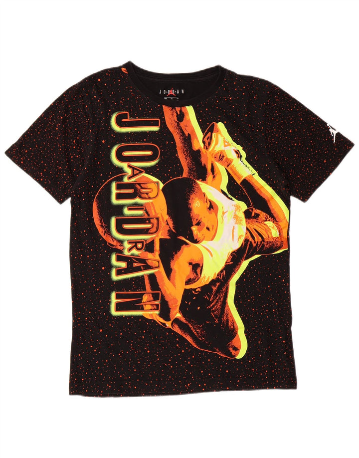 JORDAN Boys Graphic T-Shirt Top 13-14 Years XL  Black Spotted Cotton
