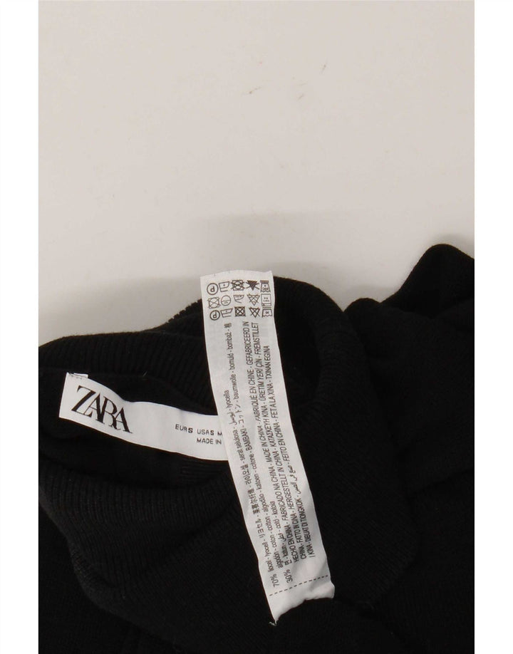 Zara Womens Roll Neck Jumper Sweater UK 10 Small Black Lyocell