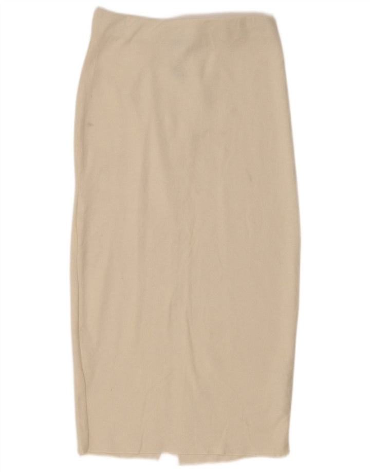 Zara Womens Midi Skirt Small W26  Off White Cotton