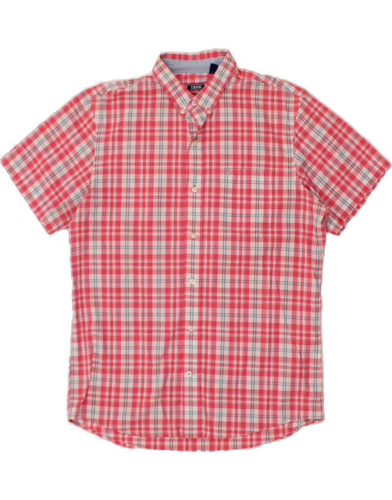 IZOD Mens Short Sleeve Shirt Large Pink Check Cotton Vintage Izod and Second-Hand Izod from Messina Hembry 