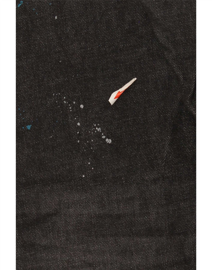 Zara Mens Distressed Slim Jeans EU 44 Large W34 L32 Black Cotton
