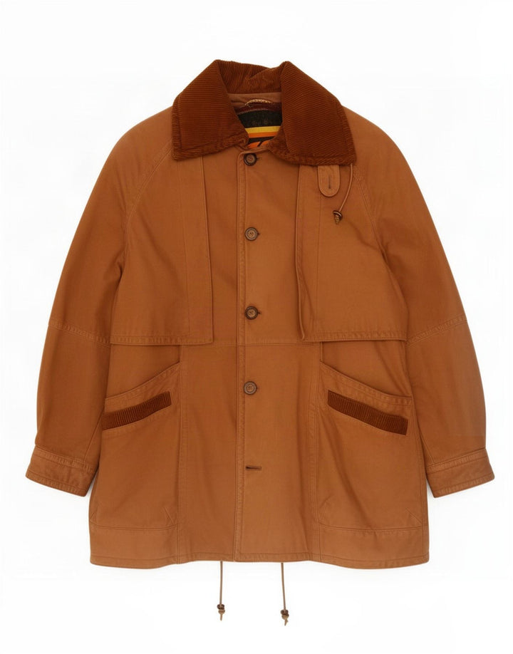 Vintage Mens Leather Coat UK 40 Large Brown