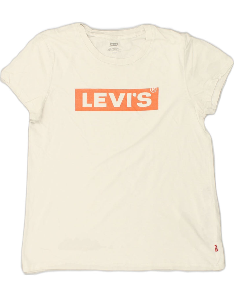 LEVI'S Womens Loose Fit Graphic T-Shirt Top UK 10 Small White Cotton | Vintage Levi's | Thrift | Second-Hand Levi's | Used Clothing | Messina Hembry 