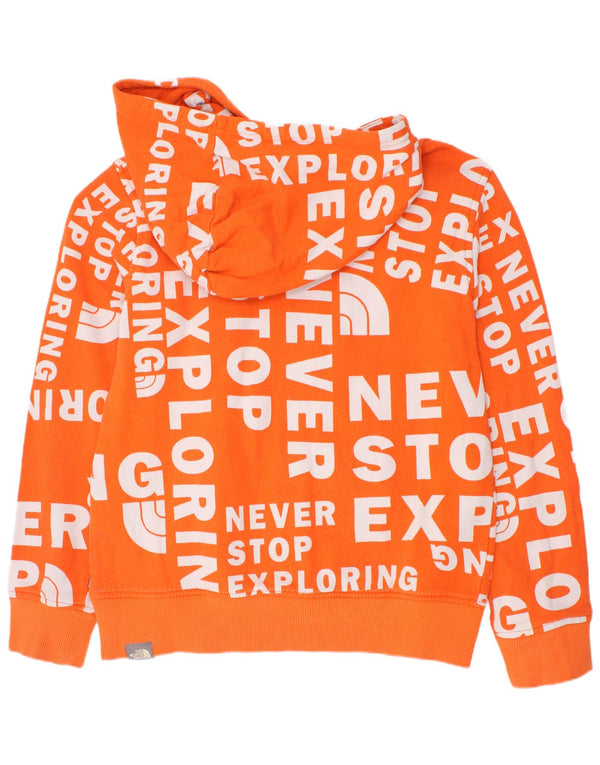 The North Face Boys Graphic Hoodie Jumper 9-10 Years Medium Orange Cotton