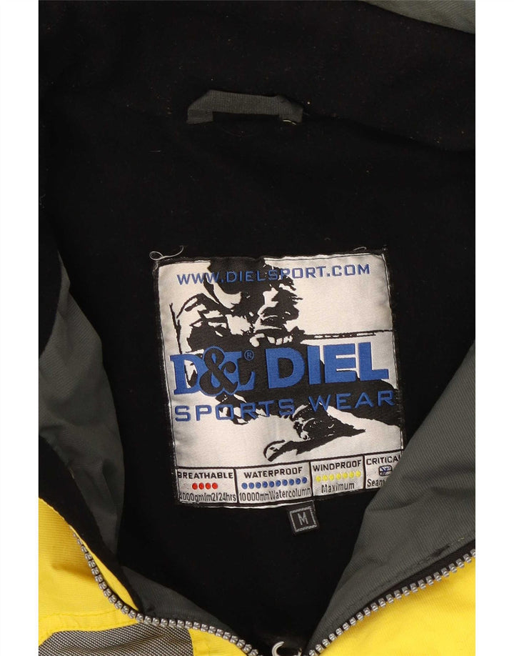 Diel Mens Hooded Ski Jacket UK 38 Medium Yellow Colourblock