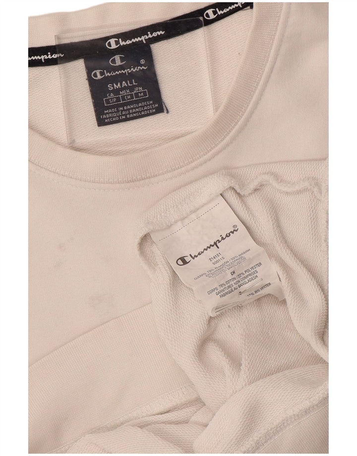 CHAMPION Mens Sweatshirt Jumper Small White Cotton