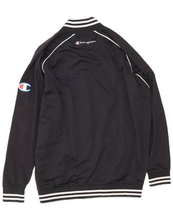 Champion Mens Graphic Tracksuit Top Jacket Large Black Striped Polyester