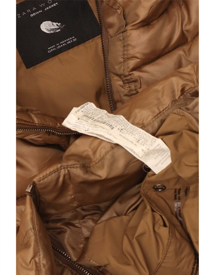 Zara Womens Padded Jacket UK 18 XL Brown Nylon
