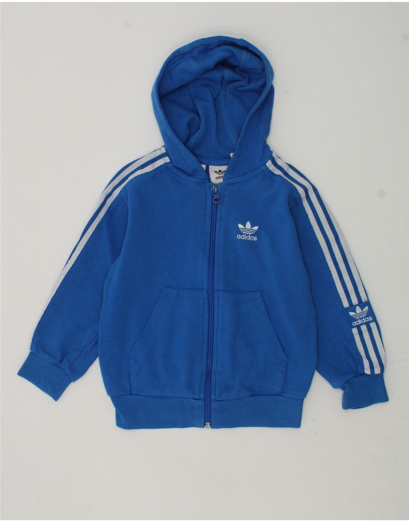 ADIDAS Boys Zip Hoodie Sweater 3-4 Years Blue Cotton | Vintage Adidas | Thrift | Second-Hand Adidas | Used Clothing | Messina Hembry 