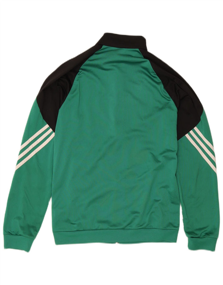 Adidas Mens Tracksuit Top Jacket Small Green Colourblock Polyester