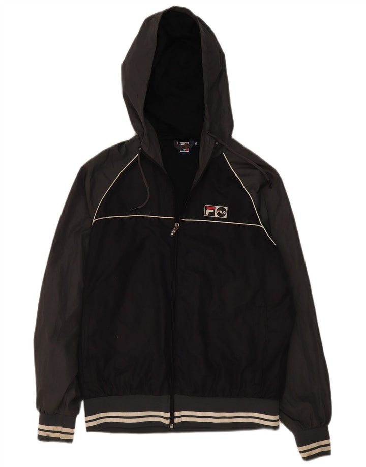 Fila Mens Hooded Rain Jacket Small Black Colourblock Polyester