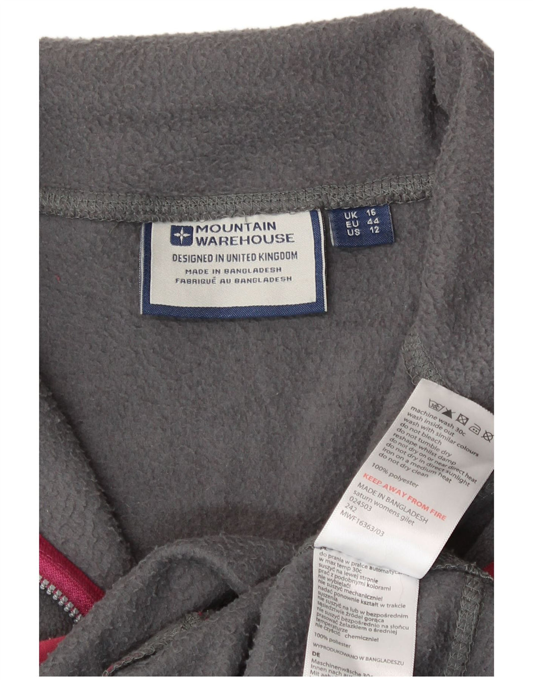 Mountain Warehouse Womens Fleece Gilet UK 16 Large Grey Polyester