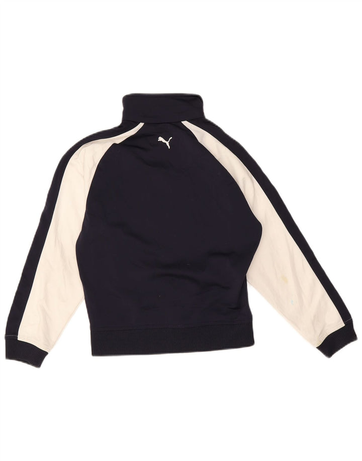 Puma Boys Tracksuit Top Jacket 7-8 Years Navy Blue Colourblock