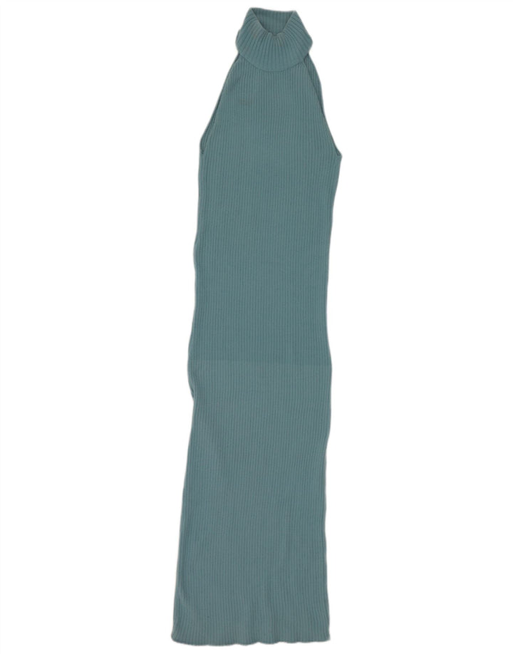 Zara Womens Maxi Halter Dress UK 12 Medium Blue Nylon