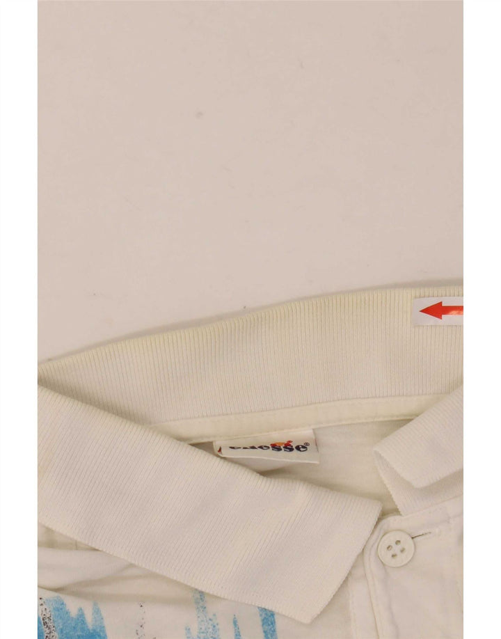 Ellesse Mens Abstract Pattern Polo Shirt Medium White
