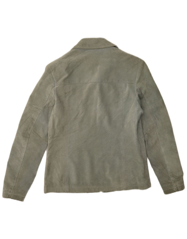 Planet Womens Suede Jacket IT 44 Medium Green Leather