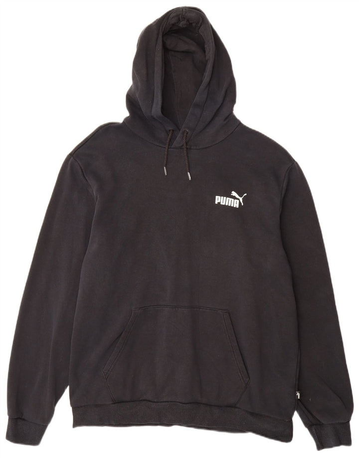 PUMA Mens Hoodie Jumper Large Black Cotton