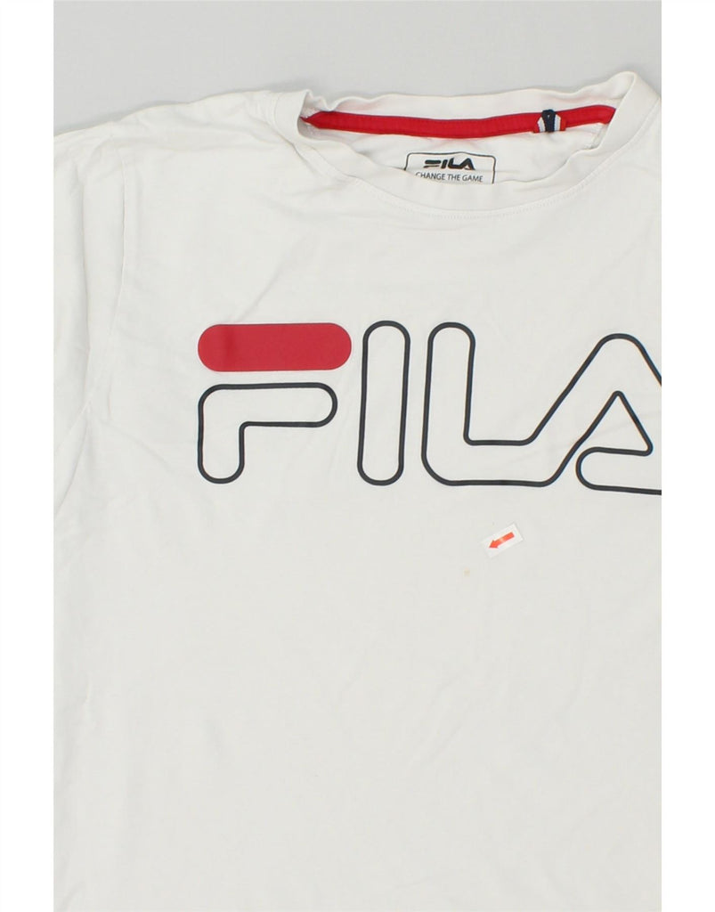 FILA Mens Graphic T-Shirt Top Small White Cotton Vintage Fila and Second-Hand Fila from Messina Hembry 