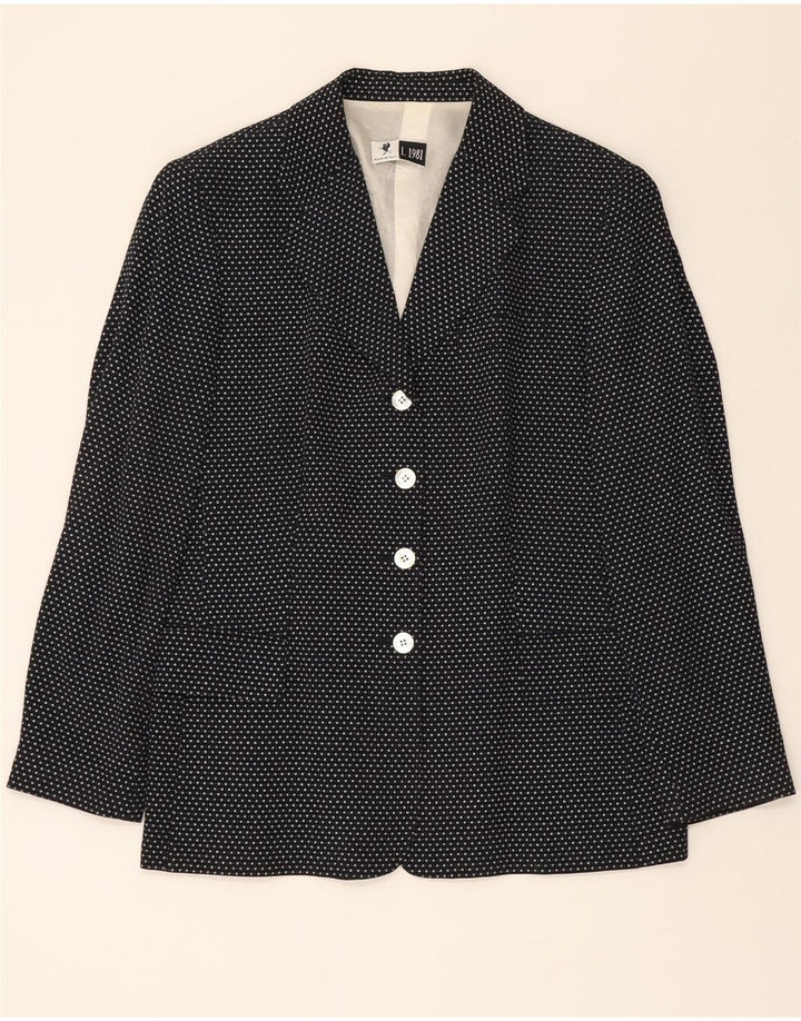 MORLY'S Womens 4 Button Blazer Jacket IT 48 XL Black Spotted Acetate Vintage Morly's and Second-Hand Morly's from Messina Hembry 