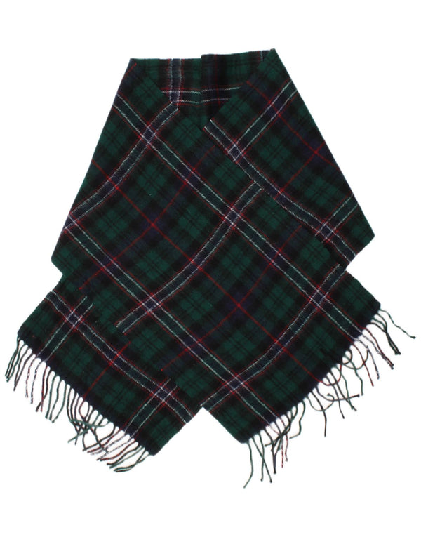 Vintage Mens Rectangle Scarf One Size Green Plaid Lambswool