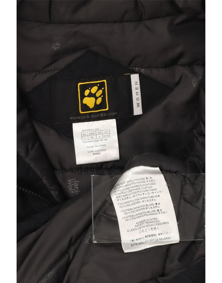 JACK WOLFSKIN Womens Hooded Windbreaker Jacket UK 14/16 Large Black Vintage Jack Wolfskin and Second-Hand Jack Wolfskin from Messina Hembry 