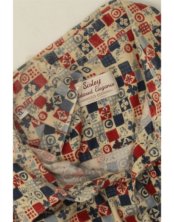 Sisley Mens Relaxed Fit Shirt XL Multicoloured Geometric Cotton