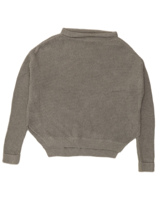 Topshop Womens Oversized Roll Neck Jumper Sweater UK 10 Small Grey Cotton