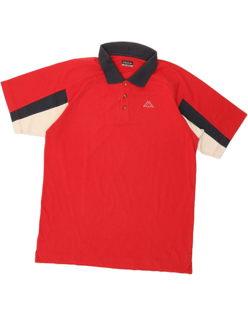 KAPPA Mens Polo Shirt 2XL Red Colourblock Cotton | Vintage Kappa | Thrift | Second-Hand Kappa | Used Clothing | Messina Hembry 