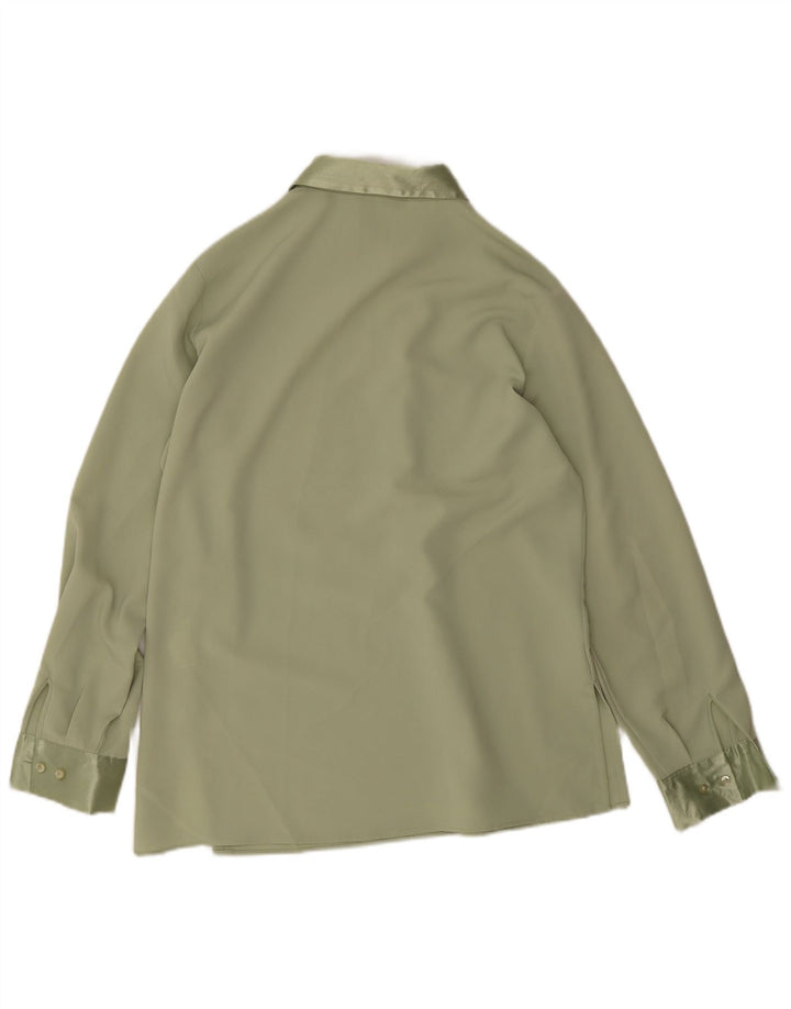 Marks & Spencer Womens Shirt Blouse UK 16 Large Green Polyester