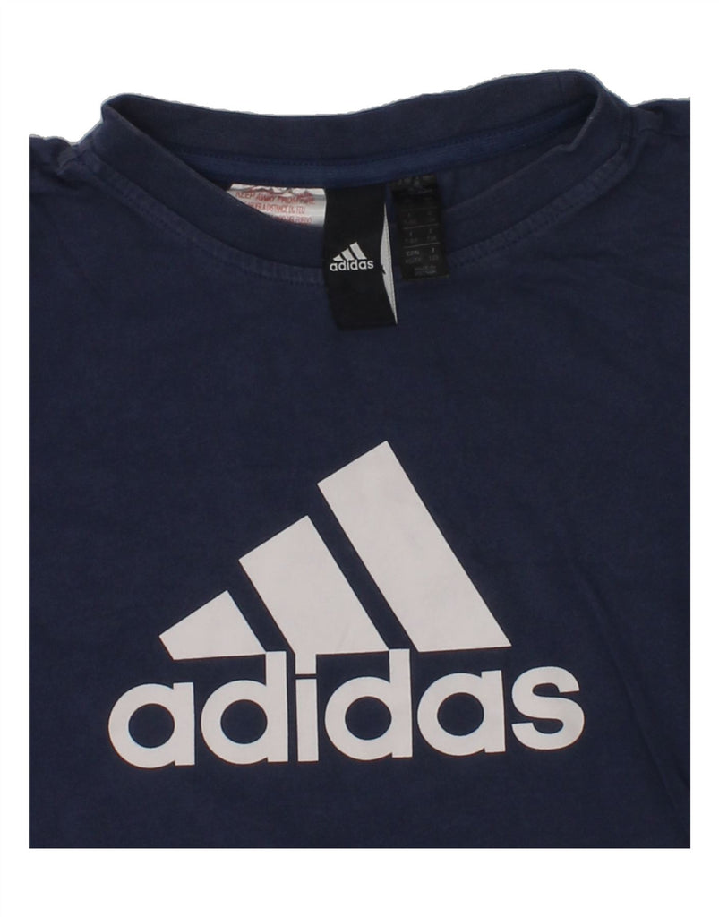 ADIDAS Boys Graphic T-Shirt Top 7-8 Years Navy Blue | Vintage Adidas | Thrift | Second-Hand Adidas | Used Clothing | Messina Hembry 