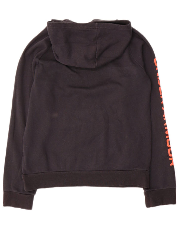 Under Armour Girls Graphic Hoodie Jumper 11-12 Years Large Black Cotton