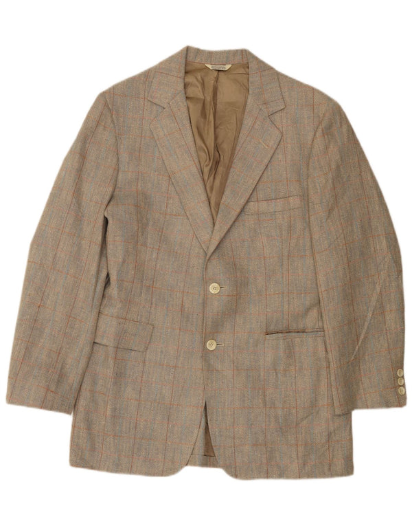 Oakmont Mens 2 Button Blazer Jacket Size 39 Medium Brown Check