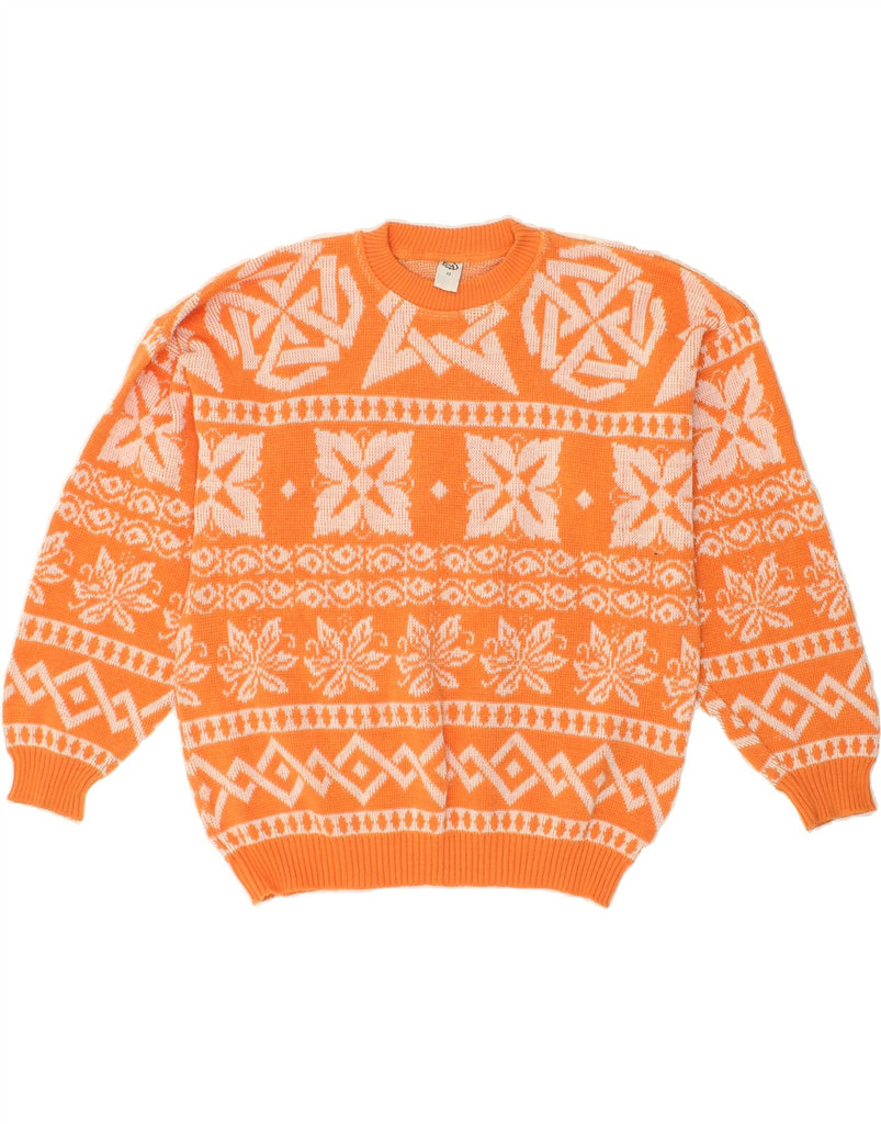 C&A Mens Crew Neck Jumper Sweater EU 48 2XL Orange Fair Isle Acrylic Vintage C&A and Second-Hand C&A from Messina Hembry 