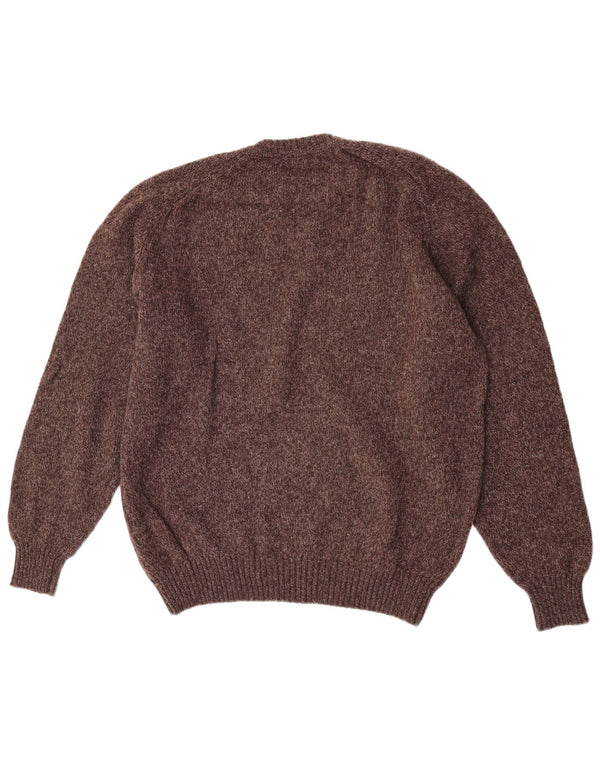 Conte of Florence Mens Crew Neck Jumper Sweater XL Brown Flecked New Wool